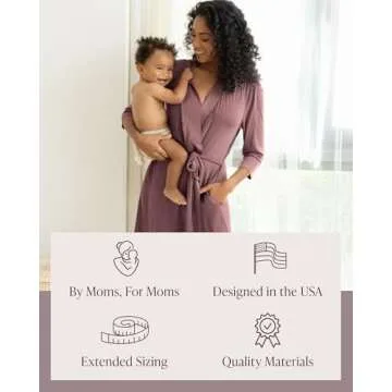 Kindred Bravely Emmaline Maternity & Nursing Robe Hospital Bag/Delivery Essential (Twilight, Small/Medium)