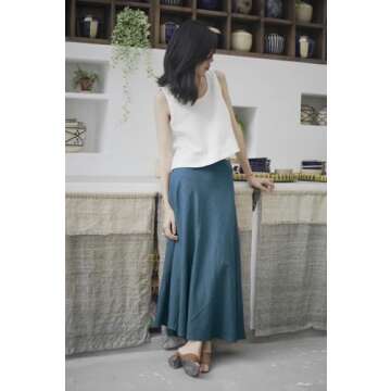 Chic wearVAST Women Bias Cut Midi Linen Skirt