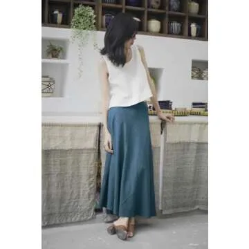 Chic wearVAST Women Bias Cut Midi Linen Skirt