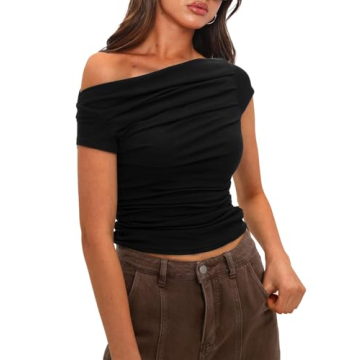 Darong Women's Summer Slim Fit Off Shoulder Crop Top