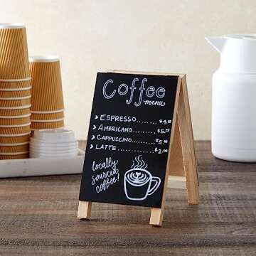 2 Pack Mini Chalkboard Easel Signs for Tabletop Decorations, Restaurant Food Display, Message Boards, Small Business, Wedding, Catering Events, Coffee Shop (4.5x7.5 in)