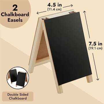 2 Pack Mini Chalkboard Easel Signs for Tabletop Decorations, Restaurant Food Display, Message Boards, Small Business, Wedding, Catering Events, Coffee Shop (4.5x7.5 in)