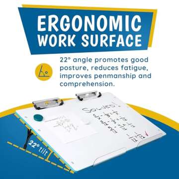 Visual Edge - Slant Board for Writing – Adjustable Magnetic Whiteboard & 22° Angle Ergonomic Desk...