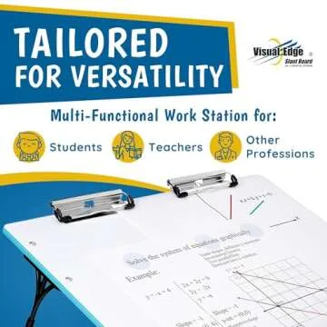 Visual Edge - Slant Board for Writing – Adjustable Magnetic Whiteboard & 22° Angle Ergonomic Desk for Reading, Writing, Drawing and Studying – Portable Tabletop Stand for Students and Teachers - Blue