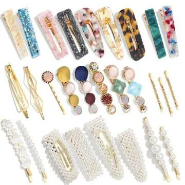 28 PCS Handmade Hingwah Hair Clips - Elegant Gifts