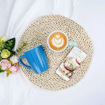 Fluted Coffee Mugs Coffee Mug Set of 6 Ceramic Coffee Mug Set for Coffee Tea Multi Colored Coffee Mug Set 14 Oz