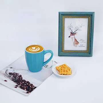 Fluted Coffee Mugs Coffee Mug Set of 6 Ceramic Coffee Mug Set for Coffee Tea Multi Colored Coffee Mug Set 14 Oz