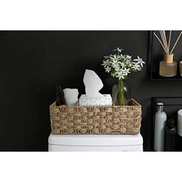 Woven Seagrass Storage Basket for Bathroom Decor