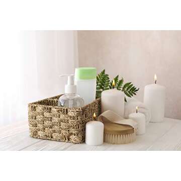 Woven Seagrass Storage Basket for Bathroom Decor