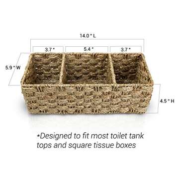 Woven Seagrass Storage Basket for Bathroom Decor