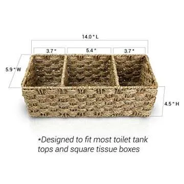 Woven Seagrass Storage Basket for Bathroom Decor