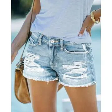 Iconic DGRPI Women's Casual Ripped Jean Shorts for Summer Fun