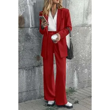 PRETTYGARDEN Women's Fall Two Piece Outfits Dressy Blazer Jacket and Wide Leg Pants Pockets Business...