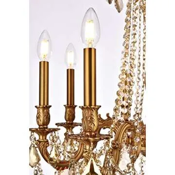 Elegant Lighting 9208D24FG-GT/RC Royal Cut Smoky Golden Teak Crystal Rosalia 8-Light, Single-Tier Crystal Chandelier, Finished in French Gold with Smoky Golden Teak Crystals