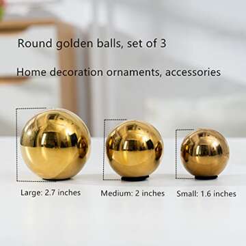 WEIDILIDU Decorative Orbs Abstract Art Ball (Set of 3) Ceramic Statue Sculpture Decoration Ornaments for Living Room Dining Room Office Cabinet Bar Shelves Table Center Pieces (Golden Ball WG123)