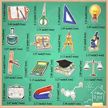 QTL School Stickers for Teacher Stickers for Students Laptop Kids Water Bottles Stickers Science Stickers Waterproof Back to School Stickers Packs 50Pcs