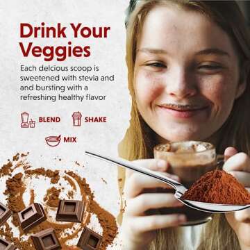 Barlean's Chocolate Greens Powder, Daily Fruits and Veggies Superfood Supplement, Green Antioxidant Blend and Fiber Super Power Smoothie Mix, 9.52 oz