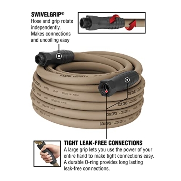 Colors Garden Hose with SwivelGrip for Effortless Watering