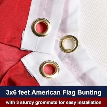 HOOSUN American Flags Bunting 3x6,4th Of July Decorations Outdoor,Fourth Of July Bunting Flag Banners,USA Flags Pleated Fan Flag,Patriotic Bunting For Outside,Red White And Blue Buntings Decorations