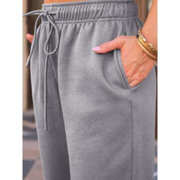 AUTOMET Fleece Lined Wide Leg Sweatpants for Women
