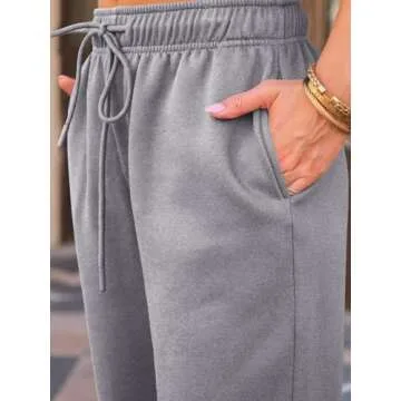 AUTOMET Fleece Lined Wide Leg Sweatpants for Women