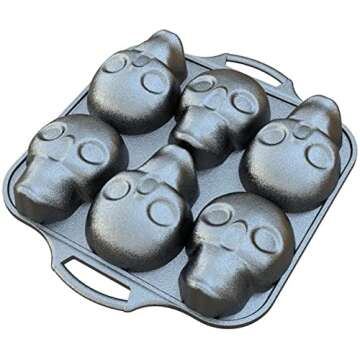 Lodge Seasoned Cast Iron Skull Mini Cake Pan