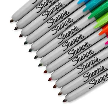 Sharpie Retractable Fine Tip Permanent Markers, Assorted Colors, 12 Count