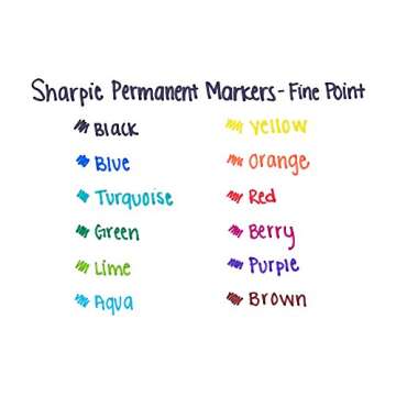 Sharpie Retractable Fine Tip Permanent Markers, Assorted Colors, 12 Count