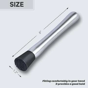 Ortarco 8 Inch Stainless Steel Muddler for Perfect Cocktails