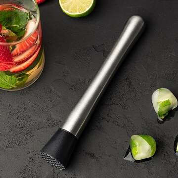 Ortarco 8 Inch Stainless Steel Muddler for Perfect Cocktails