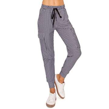 ALWAYS Houndstooth Cargo Jogger Sweatpants - Women's Buttery Soft Cozy Comfy Casual Pocket Pants 2007 S