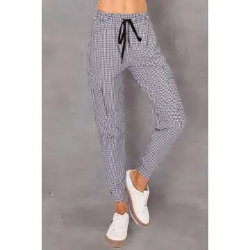 ALWAYS Houndstooth Cargo Jogger Sweatpants - Women's Buttery Soft Cozy Comfy Casual Pocket Pants 2007 S