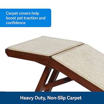 PetSafe CozyUp Sofa Ramp - Durable Wooden Pet Ramp Holds up to 100 lb - Great Couch Access for Dogs and Cats - Cherry Finish with Non-slip Carpet Tread - Folds for Easy Storage