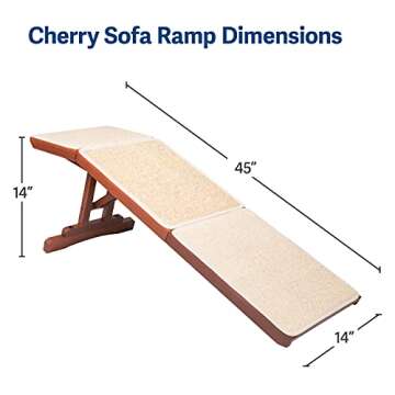 PetSafe CozyUp Sofa Ramp - Durable Wooden Pet Ramp Holds up to 100 lb - Great Couch Access for Dogs and Cats - Cherry Finish with Non-slip Carpet Tread - Folds for Easy Storage