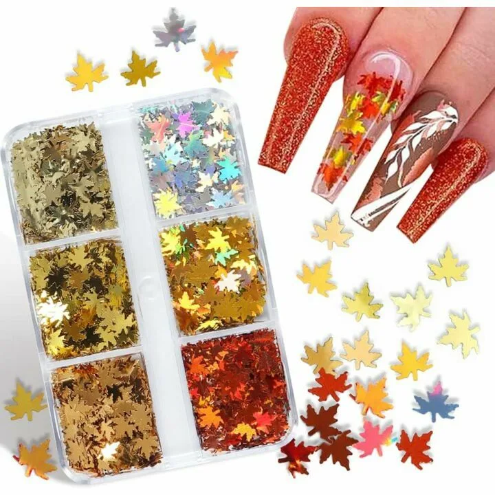 Autumn Nail Art Glitter Sequins - 6 Grids