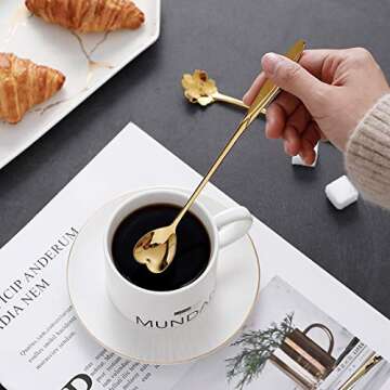 Verdental 7 inches Heart Shaped Stainless Steel Long Couple Spoon Ice Cafe Dessert Teaspoon (2 pieces)
