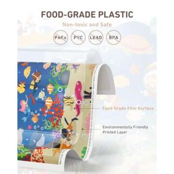 Disposable Stick-on Placemats for Baby & Kids, 40 Pack, Fun Seabed Design