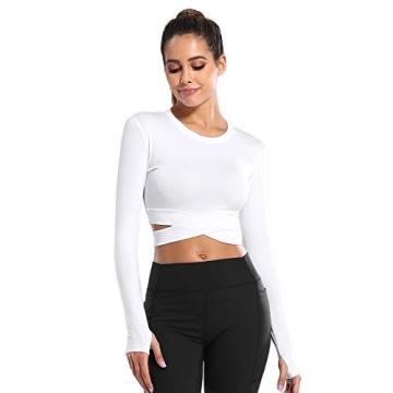 Dream Slim Women Long Sleeve Crop Tops with Thumb Holes