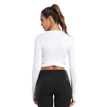 Dream Slim Women Long Sleeve Crop Tops with Thumb Holes