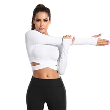 Dream Slim Women Long Sleeve Crop Tops with Thumb Holes