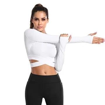Dream Slim Women Long Sleeve Crop Tops with Thumb Holes
