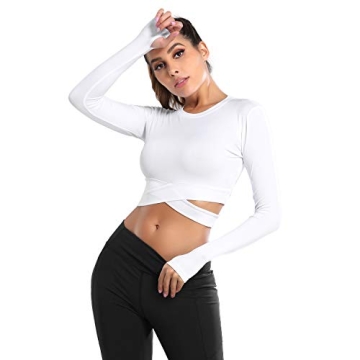Dream Slim Women Long Sleeve Crop Tops with Thumb Holes