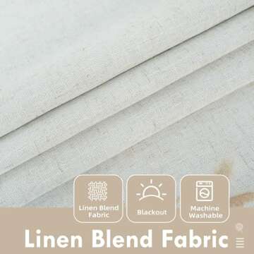 DriftAway Double Layer Linen Blackout Tie Up Curtains Thermal Insulated Fully Lined Balloon Roman Shade Bathroom Window Adjustable Rod Pocket for Small Window 25 Inch by 47 Inch Light Linen