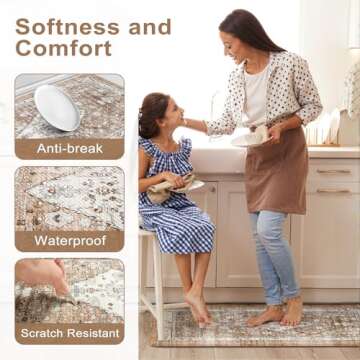 Collive Boho Kitchen Mats for Floor 2 Piece, Cushioned Anti Fatigue Kitchen Floor Mat Non-Skid Kitchen Under Sink Mat, Comfort Standing Desk Mat Waterproof for Office, Home & Kitchen, 17"x30"+17"x47"