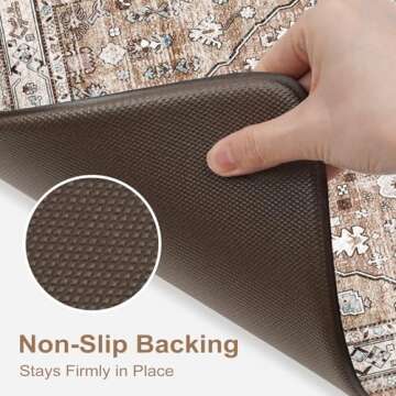 Collive Boho Kitchen Mats for Floor 2 Piece, Cushioned Anti Fatigue Kitchen Floor Mat Non-Skid Kitchen Under Sink Mat, Comfort Standing Desk Mat Waterproof for Office, Home & Kitchen, 17"x30"+17"x47"