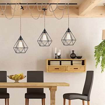 Triple Pendant Light Kit - Vintage Hanging Lamp with Switch