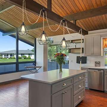 Triple Pendant Light Kit - Vintage Hanging Lamp with Switch