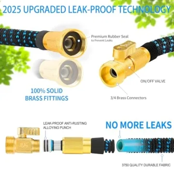 100 ft Expandable Garden Hose - Superior Strength 3750D - 3 -Layer Latex Core - 100ft Expanding Wate...