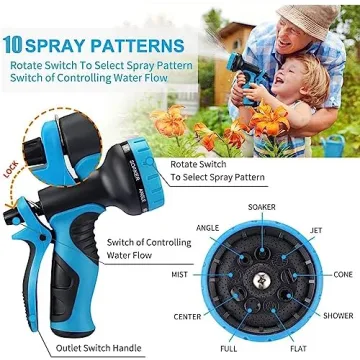 Durable 100 ft Expandable Garden Hose with Nozzle
