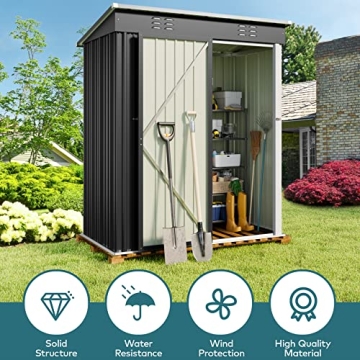 Gizoon 5'x3' Outdoor Storage Shed with Lockable Door